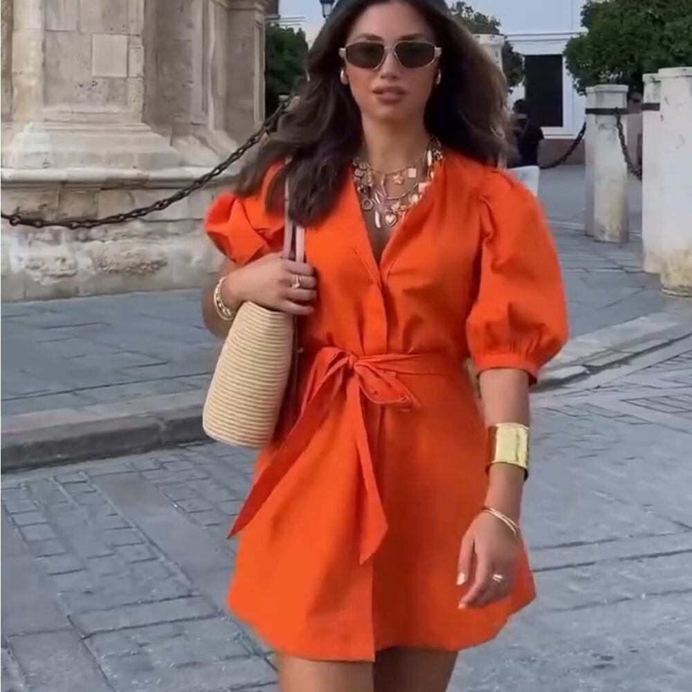 ZARA BLOGGER FAVORITE POPLIN DRESS ZW COLLECTION - Picture 3 of 11